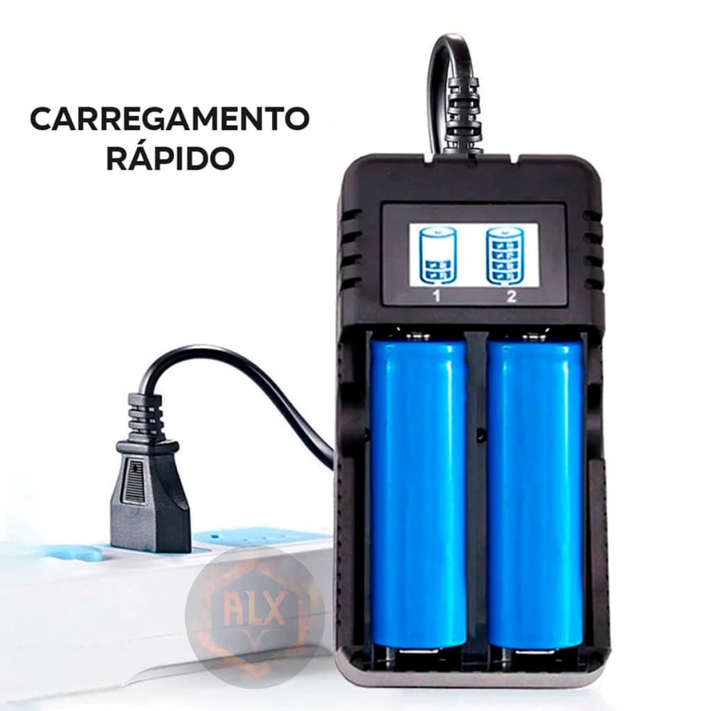 carregador de bateria 26650,18650,14500,18350 duplo Li-ion Inteligente 2 Slots para Baterias Recarregáveis display