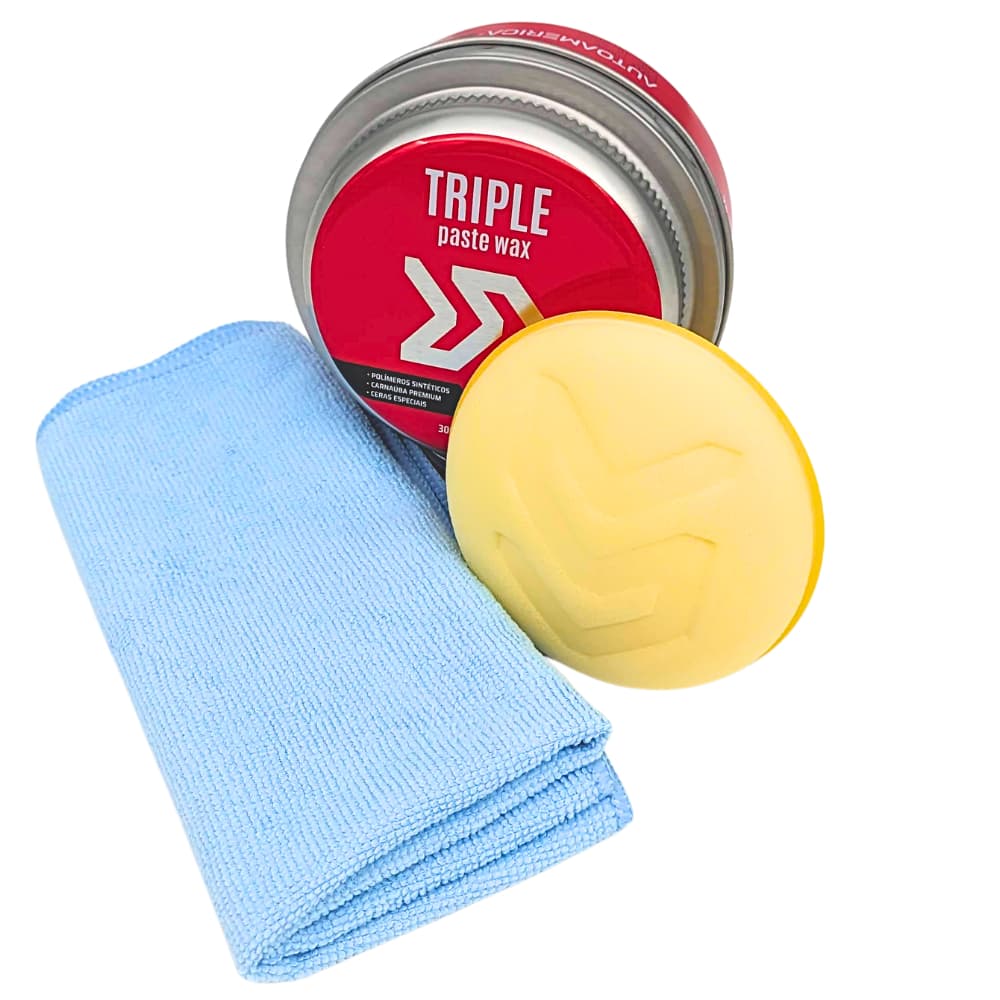 Cera Automotiva Carnaúba Autoamerica Triple Wax em pasta 3 em 1 Limpa Protege e Dá Brilho