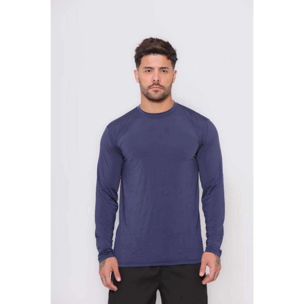 Camiseta Manga Longa Masculina em Tecido Elanca estica