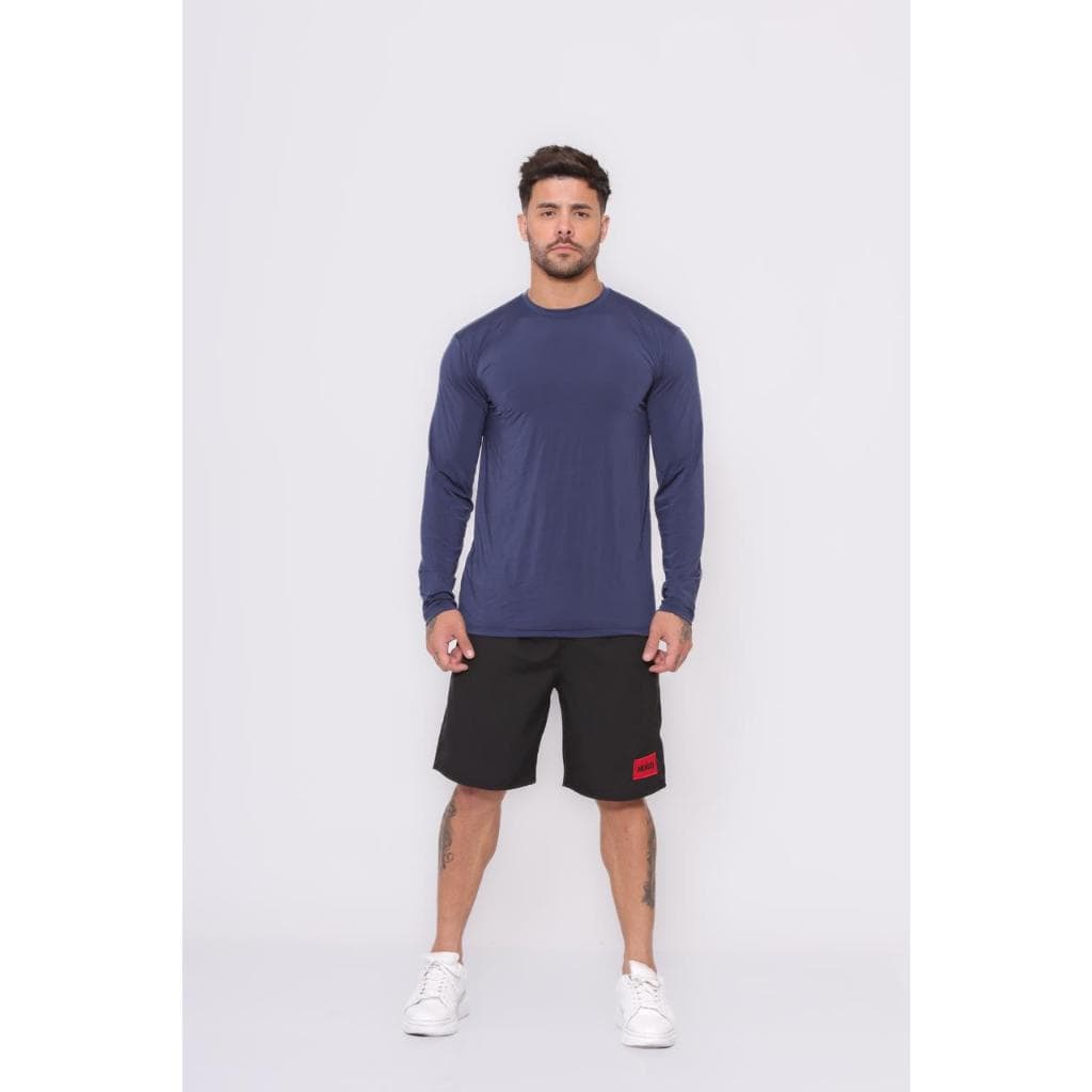 Camisa Blusa Masculina Manga Longa Camiseta em Tecido Modelador Elanca