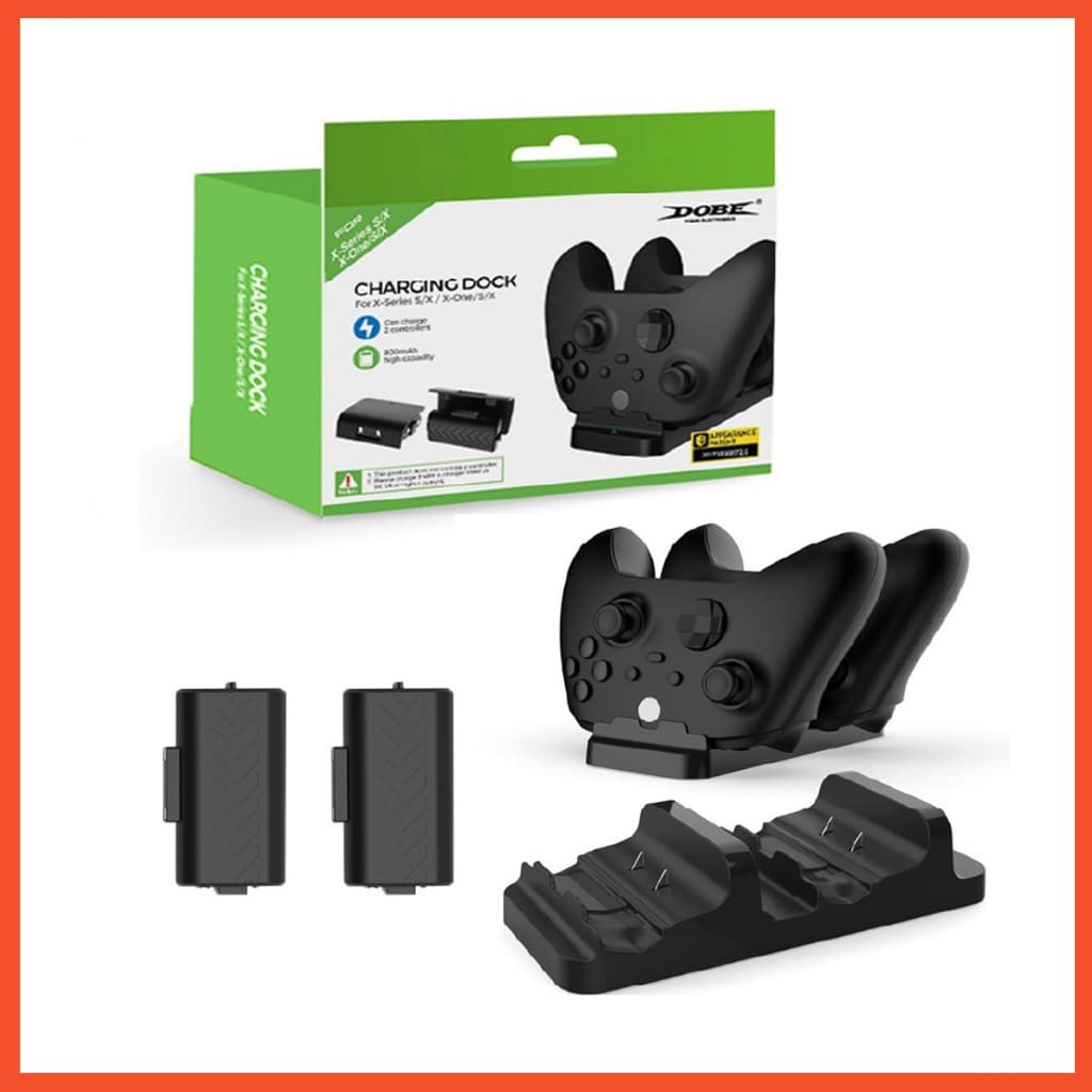 Carregador Dock Duplo Compatível com Controle Manete Xbox One Séries S / X + 2 Baterias 800mah