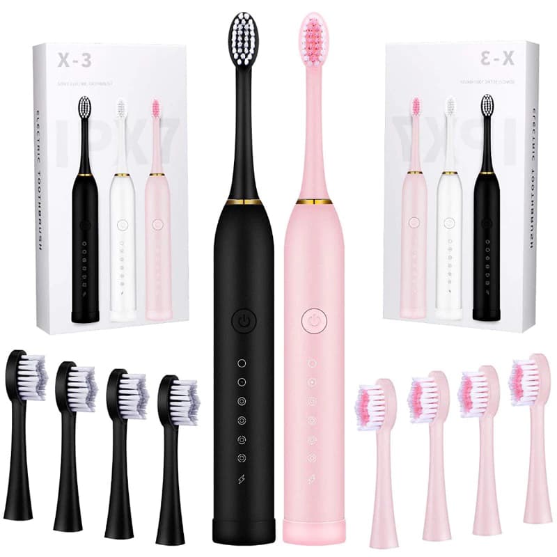 Escova De Dentes Elétrica Para Adultos Crianças Temporizador Inteligente Recarregável À Prova D'água X-3