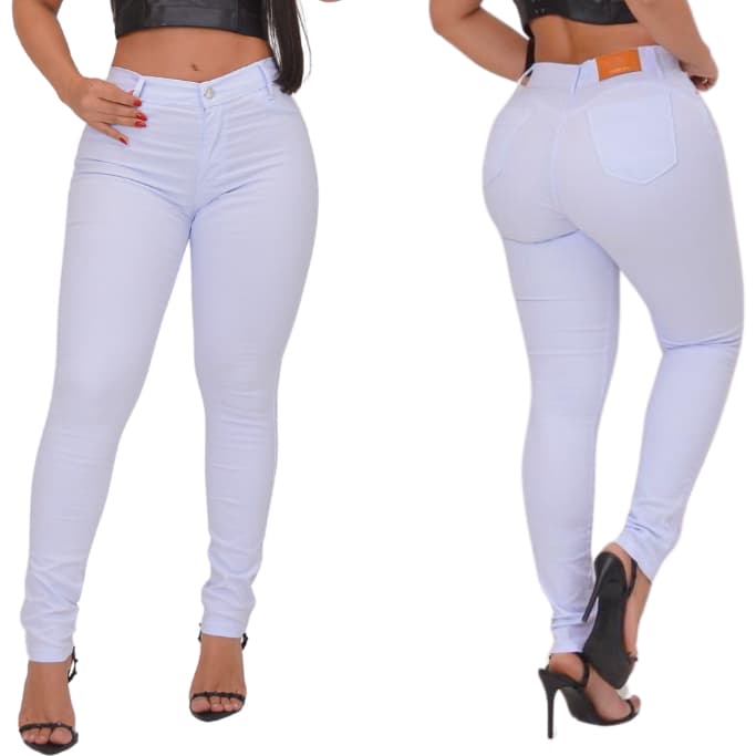 Calça Jeans Branca Cintura Alta Modelagem Levanta Bumbum Com Lycra Elastano Enfermagem