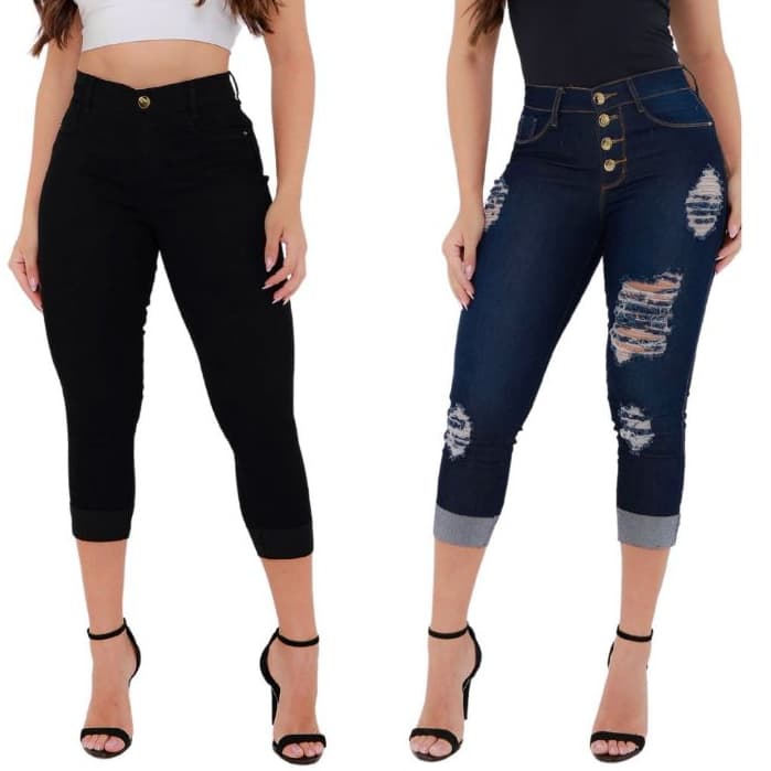 Kit Calça Capri 02 Cintura Alta Com Elastano Empina Bumbum Super Promoção