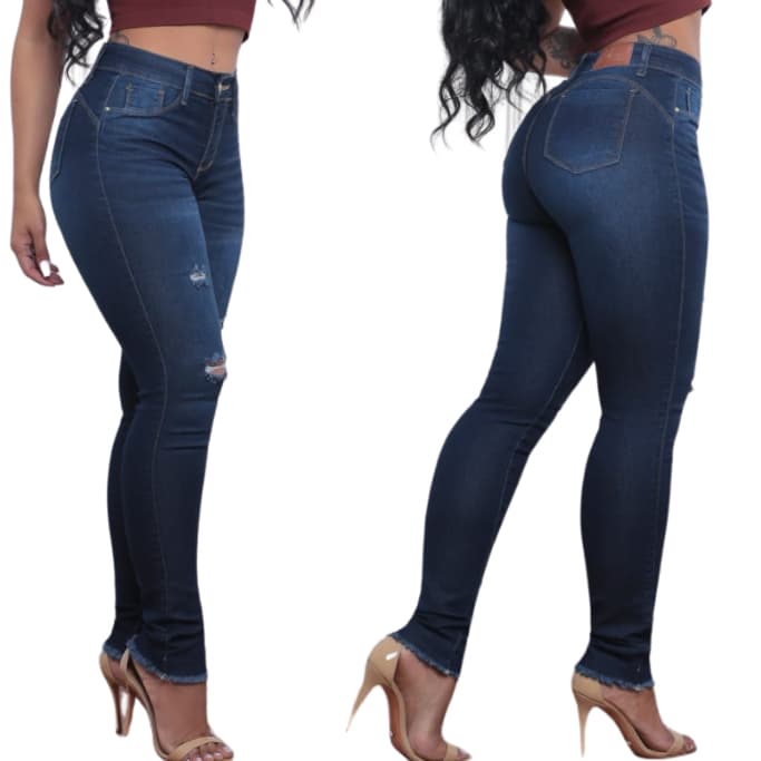 Calça Jeans Feminina Skinny Cintura alta Com Elastano Cos Alto Levanta Bum Bum