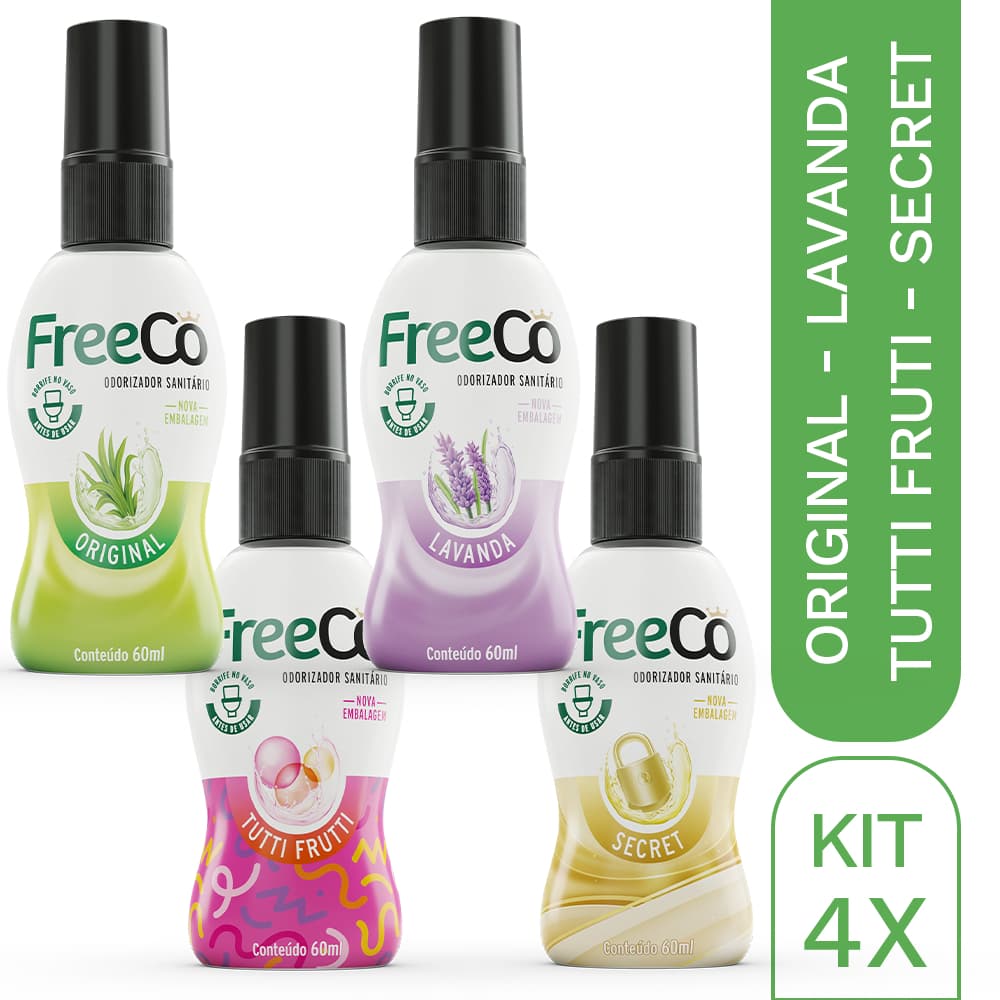 Kit 4 Bloqueadores de Odores Sanitários FreeCô – Fragrâncias Sortidas (60ml cada)