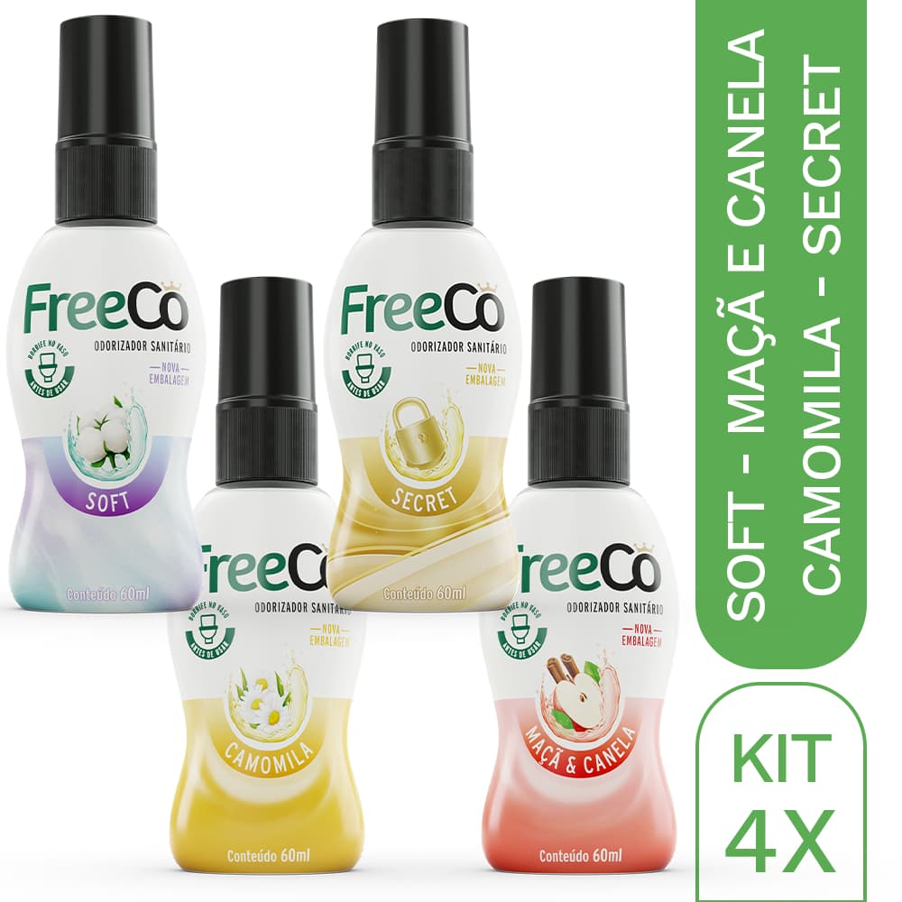 Kit 4 Bloqueadores de Odores FreeCô – Novas Fragrâncias (240ml)