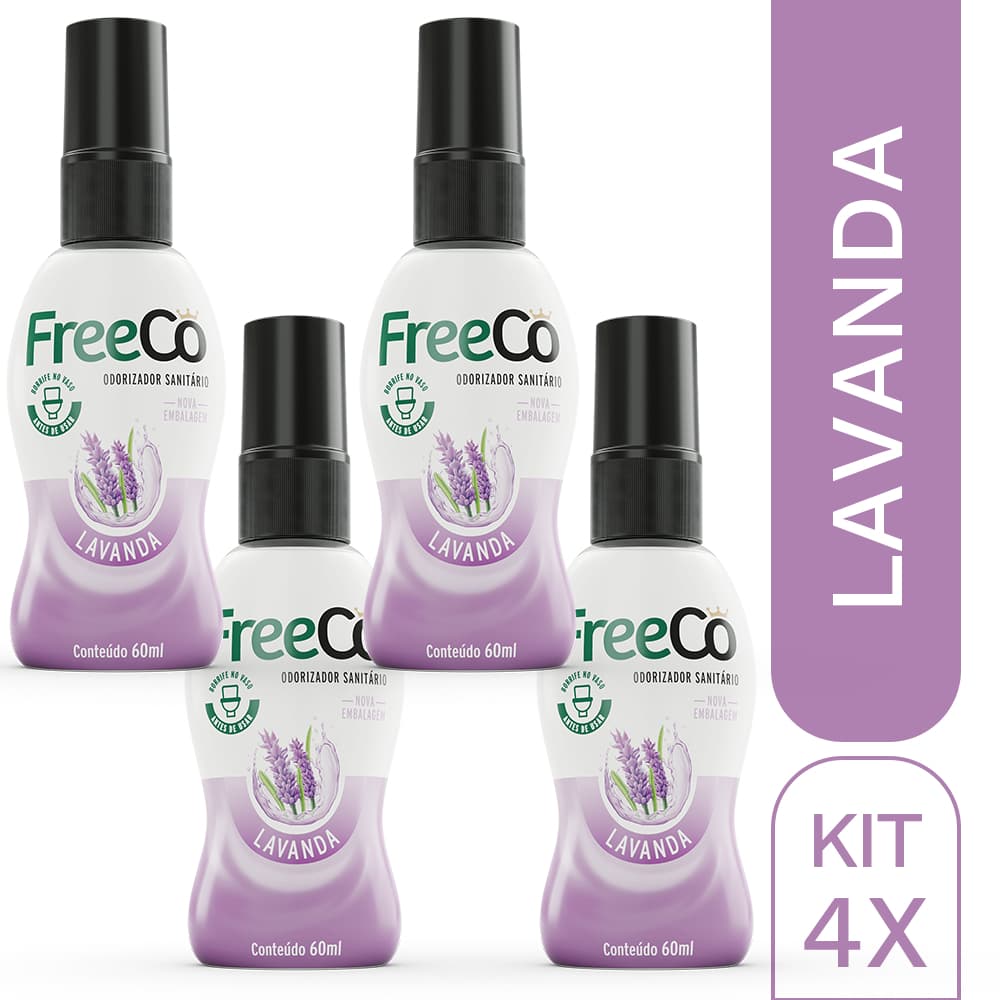 Kit 4 Bloqueadores de Odores Sanitários FreeCô Lavanda – 60ml cada