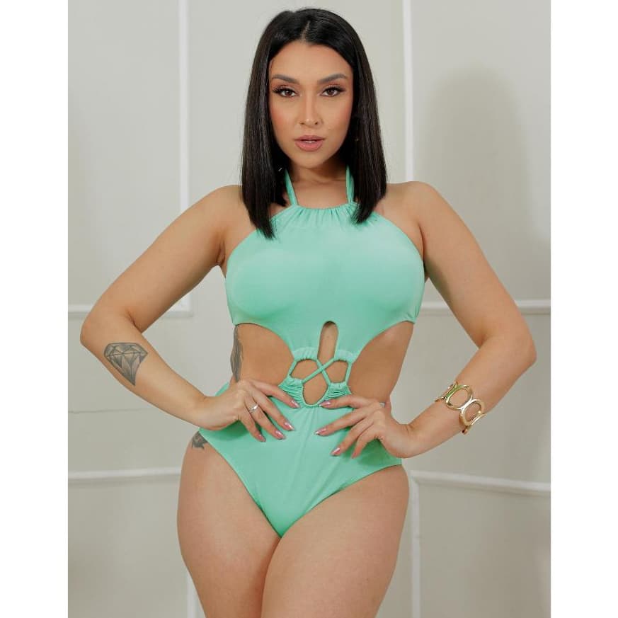 Body Maiô Com Bojo Abertura nas Laterais e Detalhes Frontal Tendencia Verão Praia/Piscina/Dia a Dia