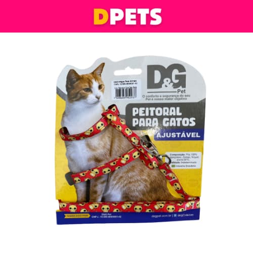 Coleira Peitoral para Gatos Ajustável com Guia Cores Variadas