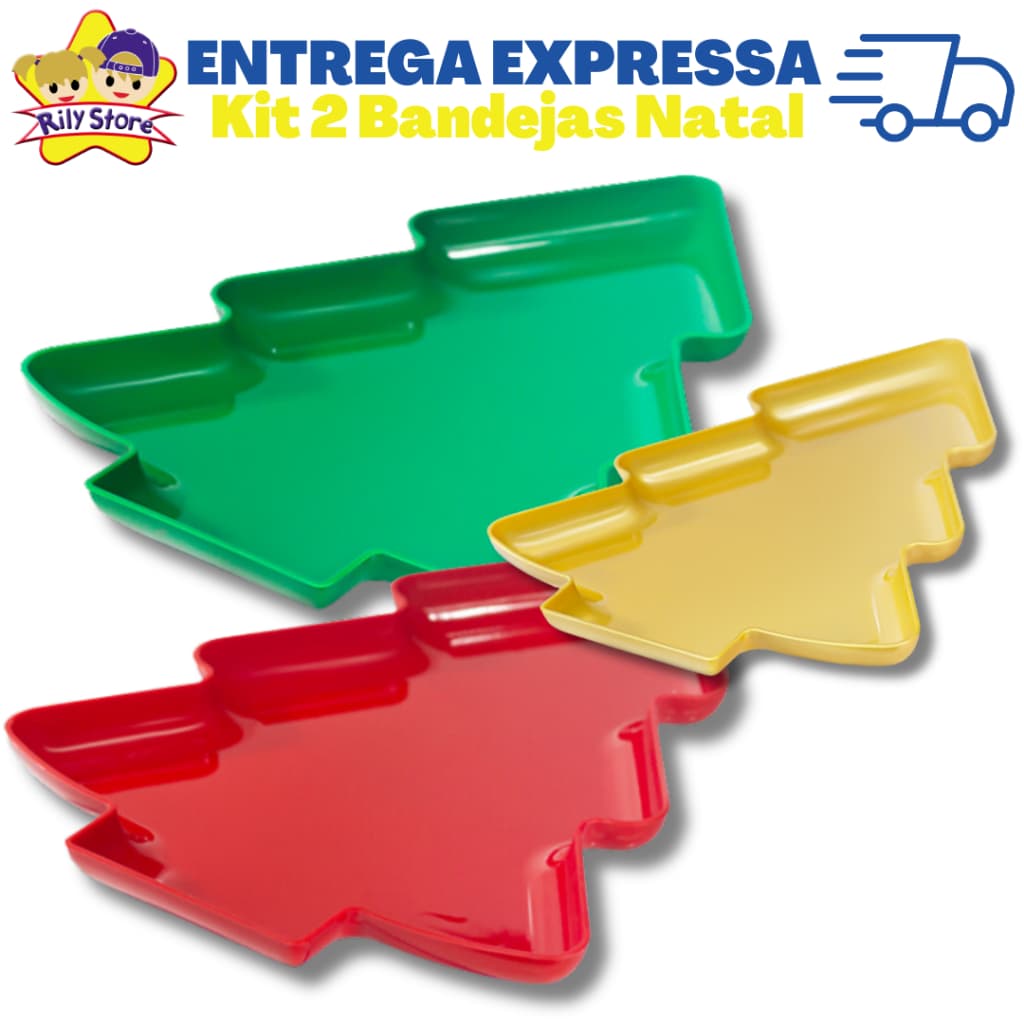 Kit 2 Bandejas Pinheiro Árvore de Natal para Festas e Eventos (+4 Cores)