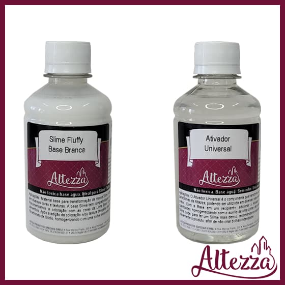 Kit Ativador Universal 250ml + Cola Fluffy 250g - Altezza - Kit DIY para Slimes Criativos Slime Factory DIY