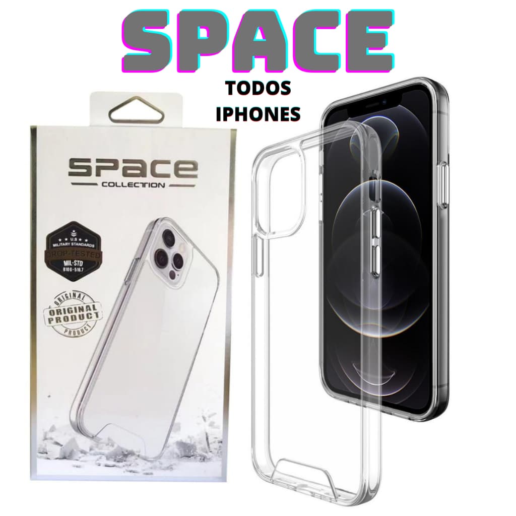 Capinha Space Anti Impacto Transparente Iphone 6 6s 7 8 Plus X XS XR 11 12 13 14 15 16 17 Air Plus Pro Max Plus