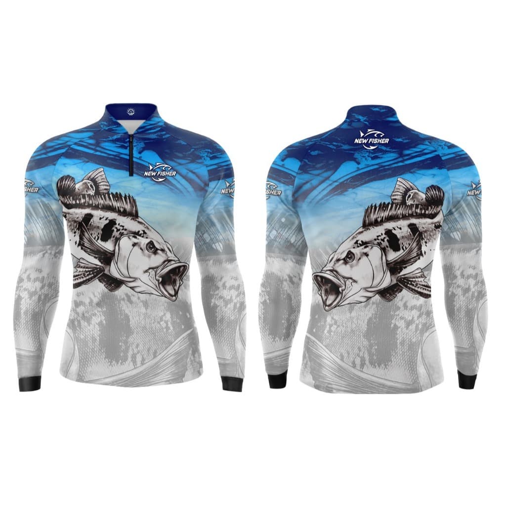 Camisa Camiseta de Pesca Tucunaré Gola Zíper Proteção Solar UV New Fisher - NF01