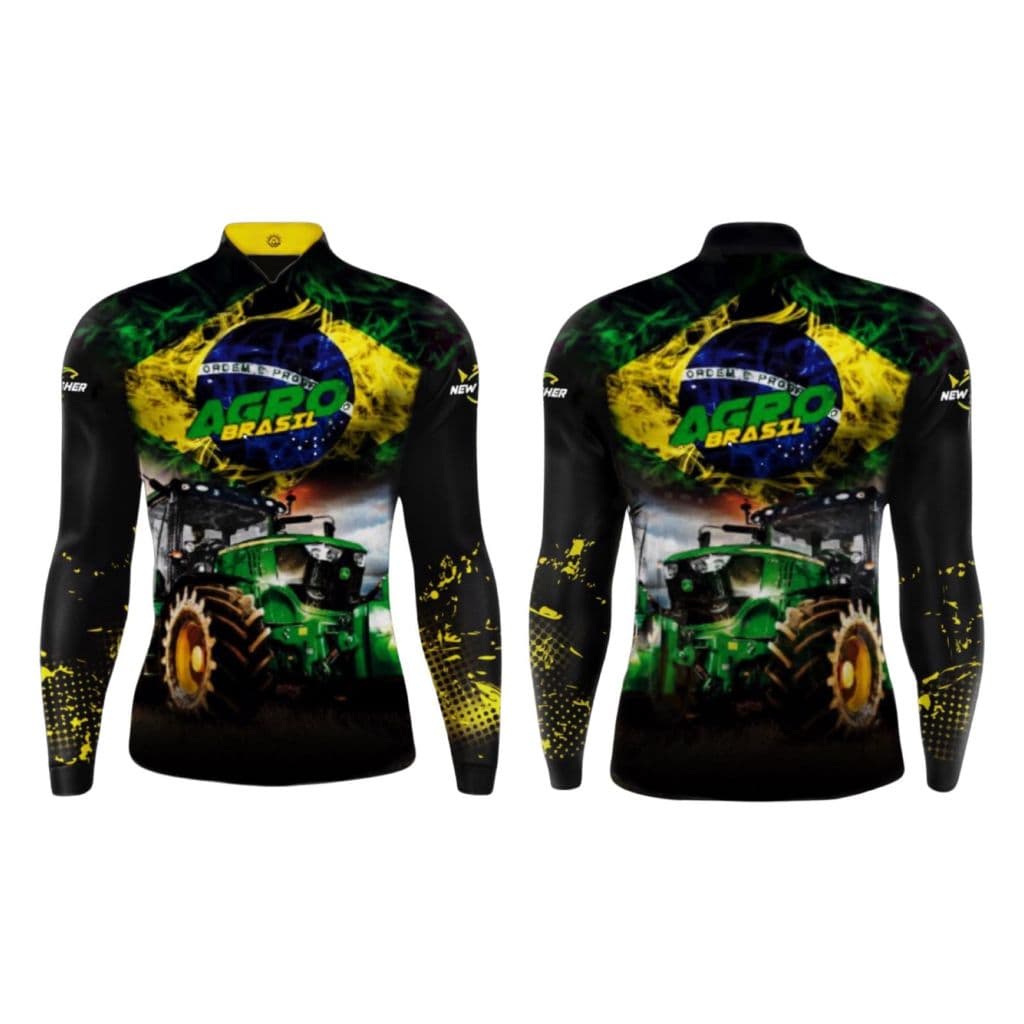 Camisa Camiseta de Pesca Agro Gola Zíper Proteção Solar UV New Fisher - NF26