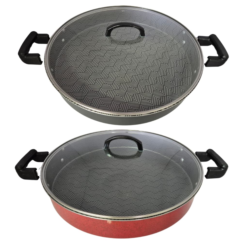 Tacho Panela Grande Disco de Arado Alumínio Antiaderente 40cm Com Tampa De Vidro