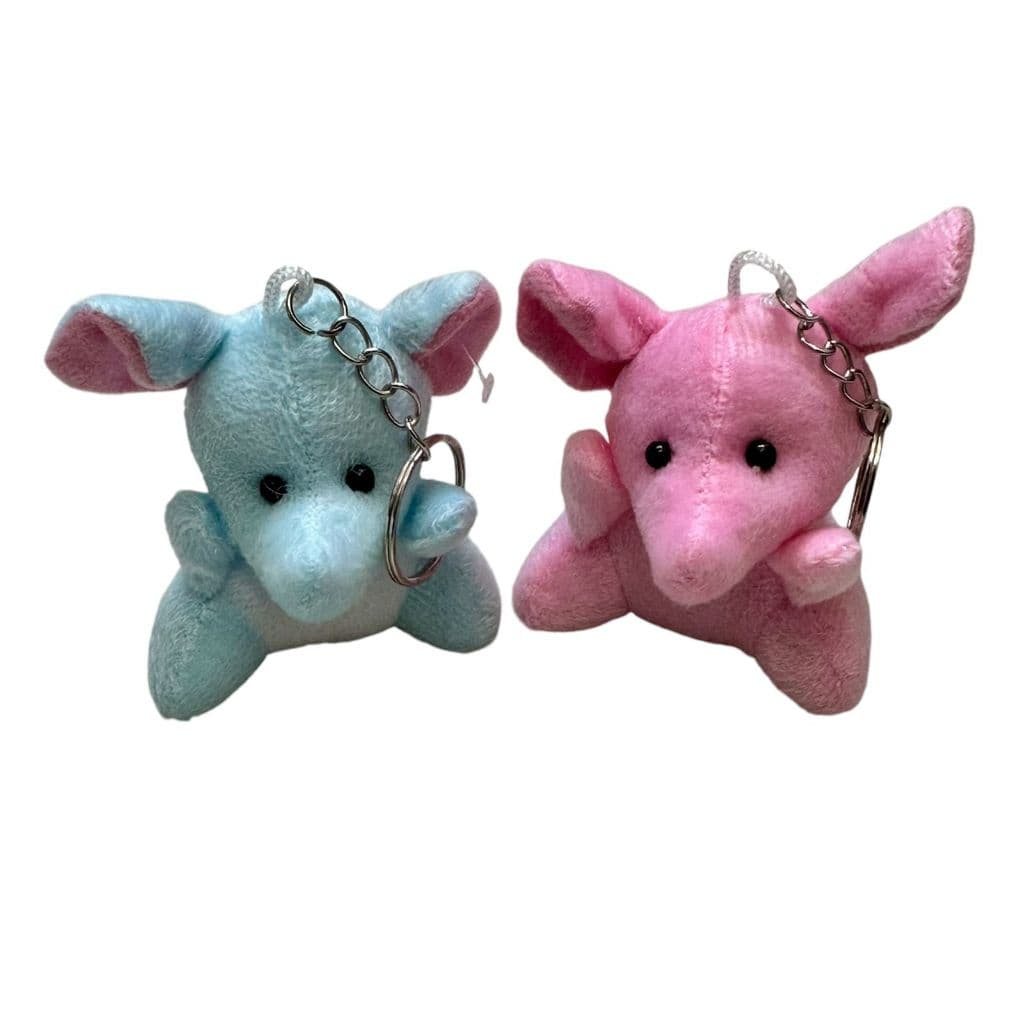 Kit 6 Elefante Chaveiro Azul Rosa Pelúcia Safari Lembrancinha Maternidade Cestinha