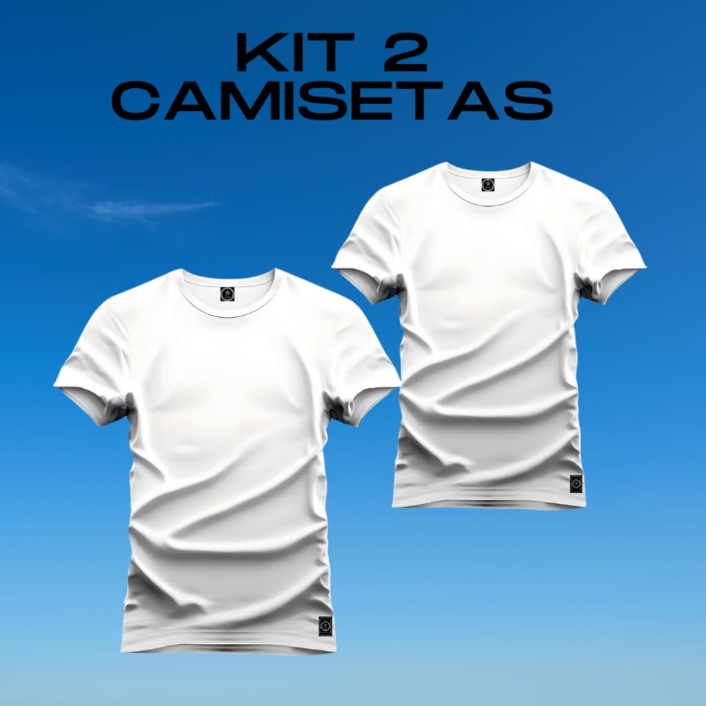 Kit 2 Camisetas Feminina de Algodão Basicas sem Estampa Blusa Camisa - Branco Paz
