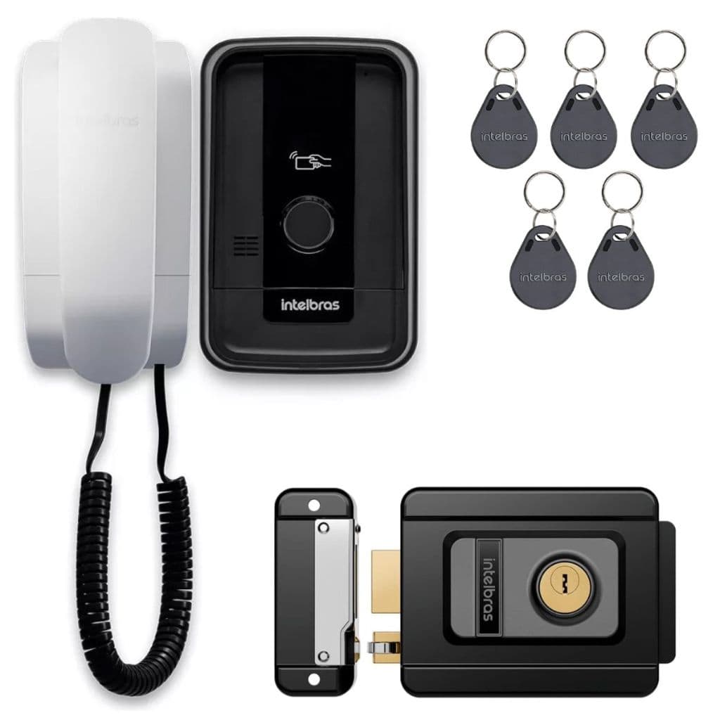 Interfone Porteiro Eletrônico Intelbras Ipr 1010 Id Com 5 Tags Para Abertura e Fechadura Fx 500