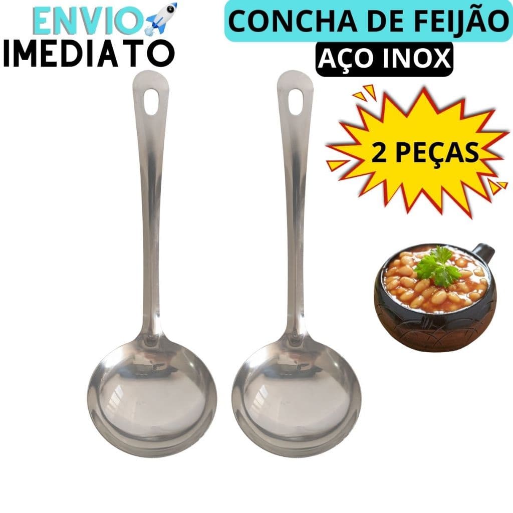 Kit 2 Conchas Aço inox Concha de Feijão, Feijoada, Caldos, Sopas, Molhos, Restaurantes Utensílio de Cozinha