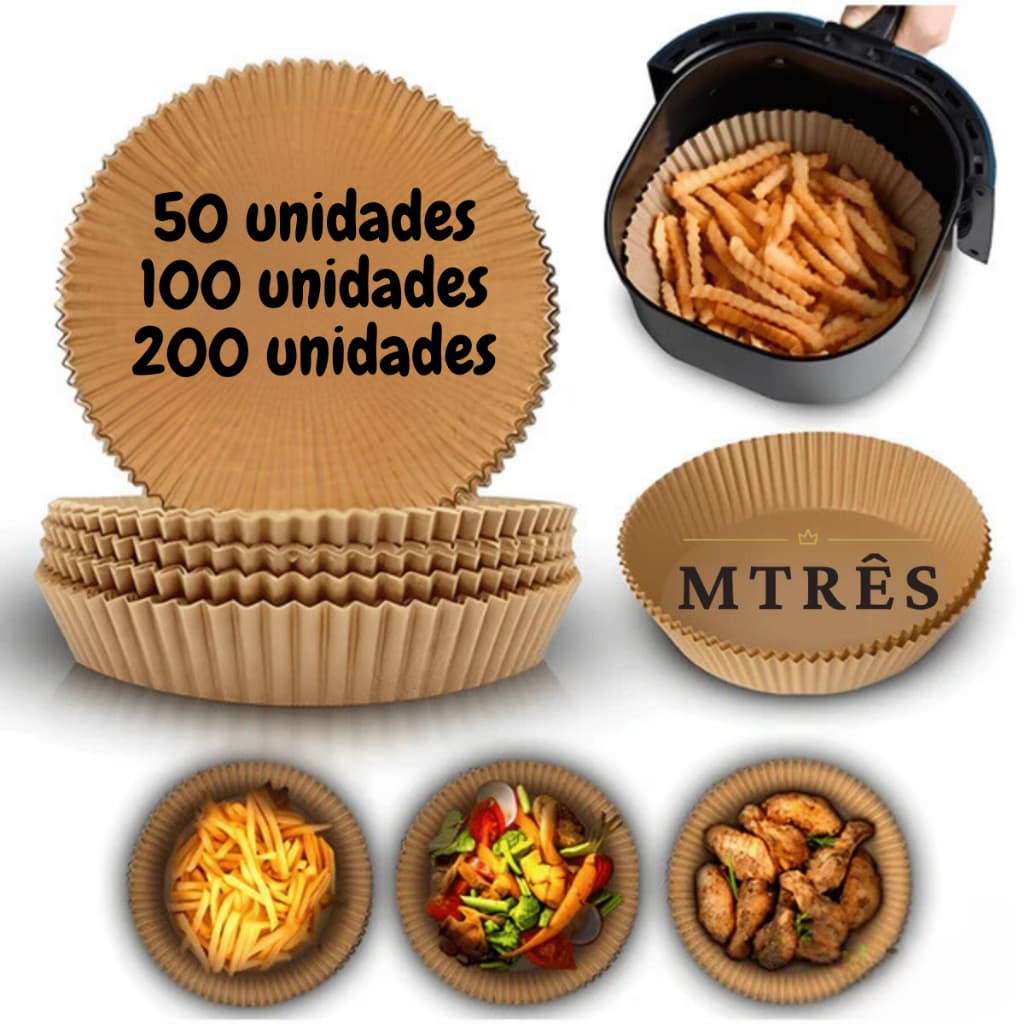 Cesta de Papel Descartável Airfryer Protetor Forro Antiaderente Forma Redonda De Papel 50 100 ou 200