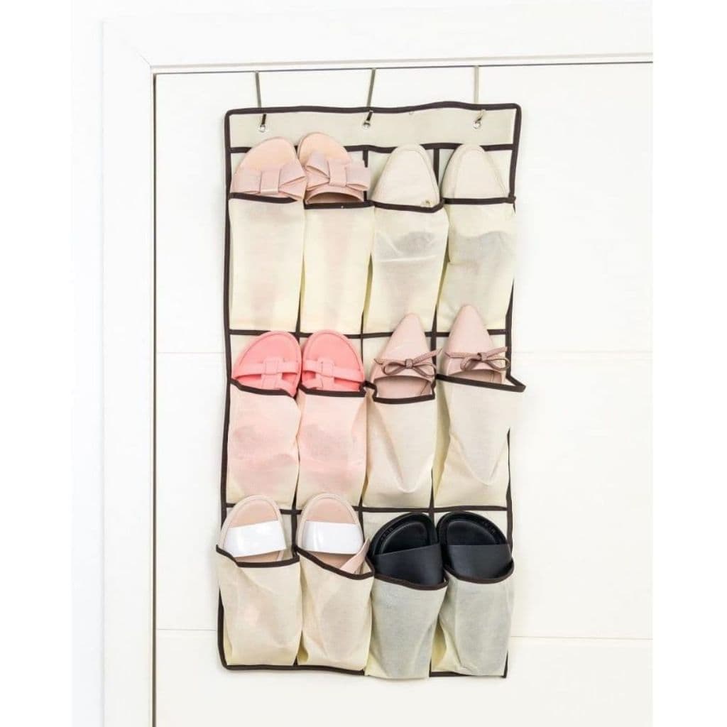 Sapateira Bege Organizador 12 Sapatos P/ Porta do Quarto