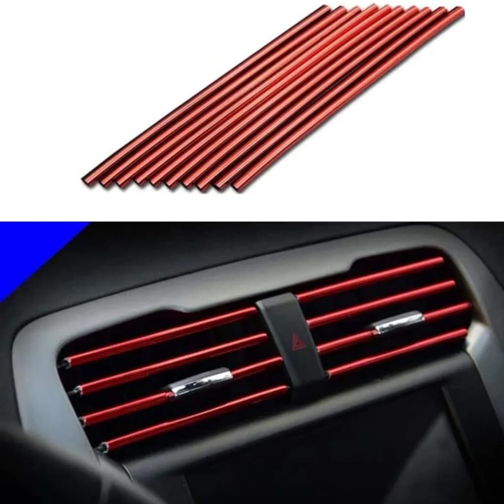 Tiras decorativas Cromado PVC para  carro, ventilação do ar condicionado, 10 PCs de 20cm.