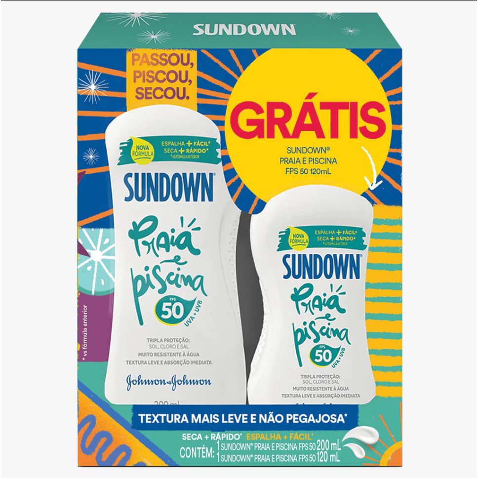 Kit Protetor Solar Sundown FPS50 Praia e Piscina 200ml + 120ml
