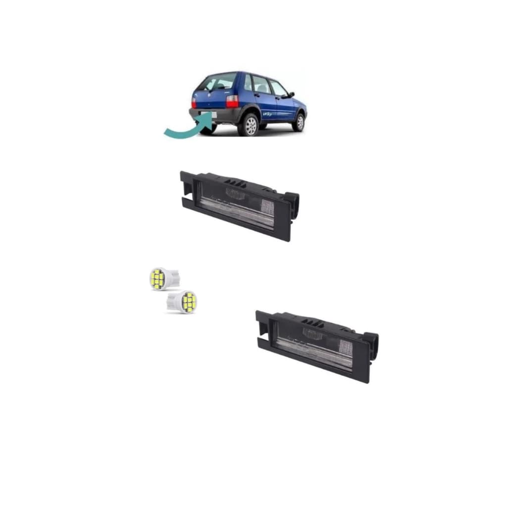 Lanterna Iluminação De Placa Fiat Uno / Mille / Siena Fire / Palio Fire + Lâmpadas T10 Pingo Led