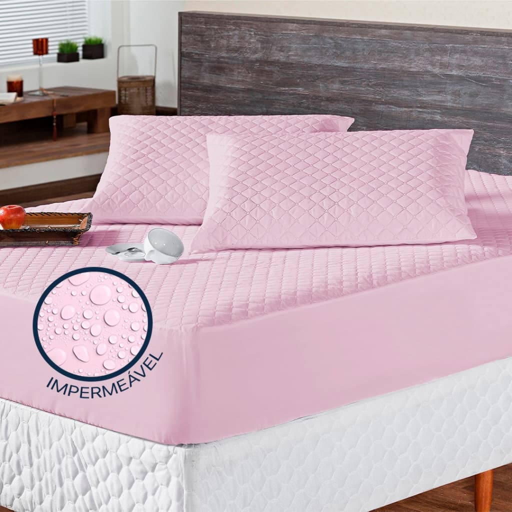 Kit Capa Impermeável para Colchão Queen + 2 Capas Impermeáveis para Travesseiro