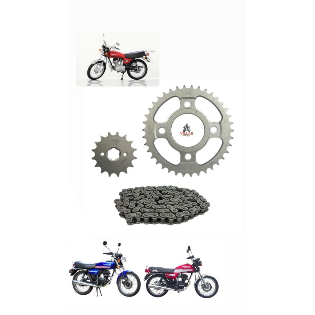 KIT TRANSMIÇÃO RELAÇÃO CG 82 / COROA PEQUENA 38 DENTES  - AÇO 1045