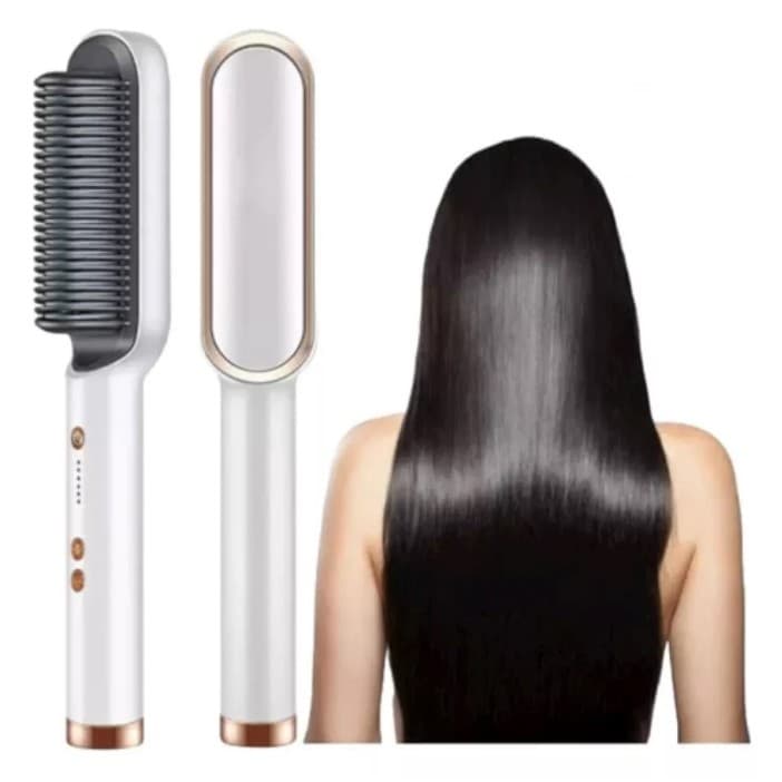 Escova Alisadora Profissional 5 em 1 – Alisa, Modela, Alinha, hidrata e combate o Frizz dos Cabelos