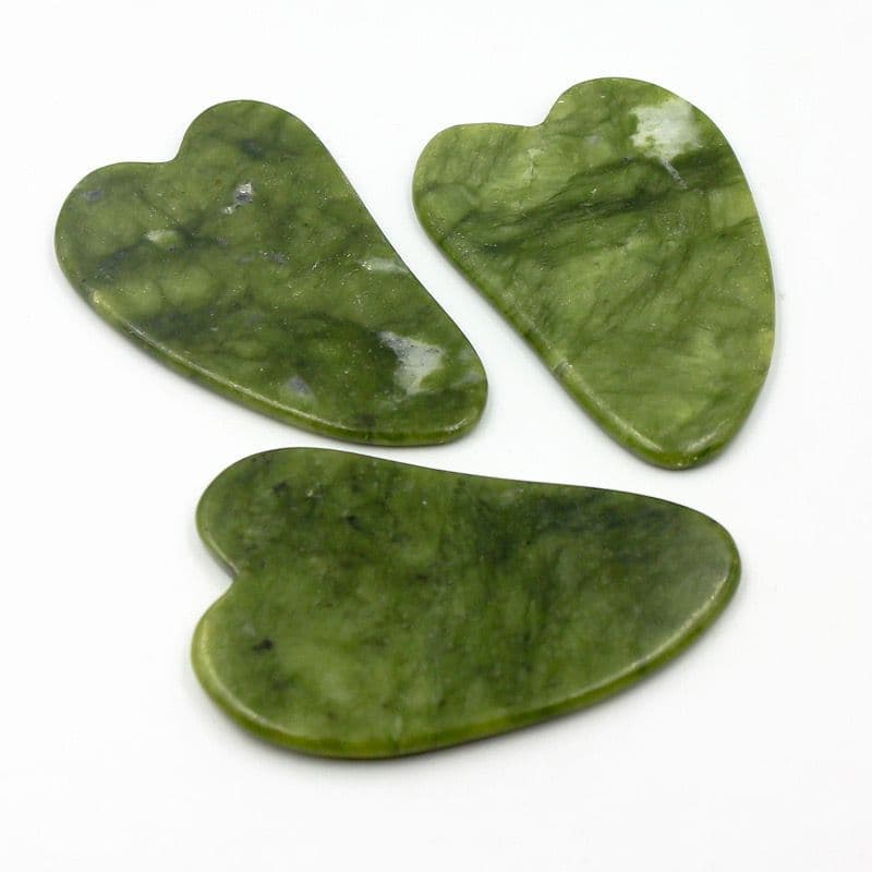 Kit 12 Placa Massageadora Gua Sha Rolo Pedra Natural Jade Cristal de Quartzo Verde Aventurina