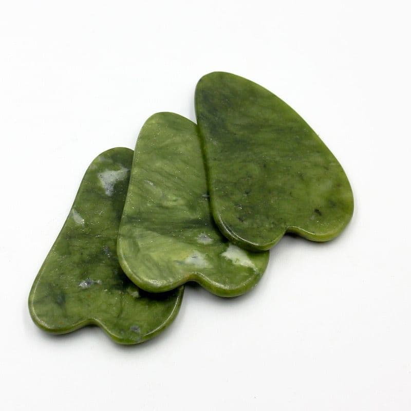 Kit 24 Placa Massageadora Gua Sha Rolo Pedra Natural Jade Cristal de Quartzo Verde Aventurina