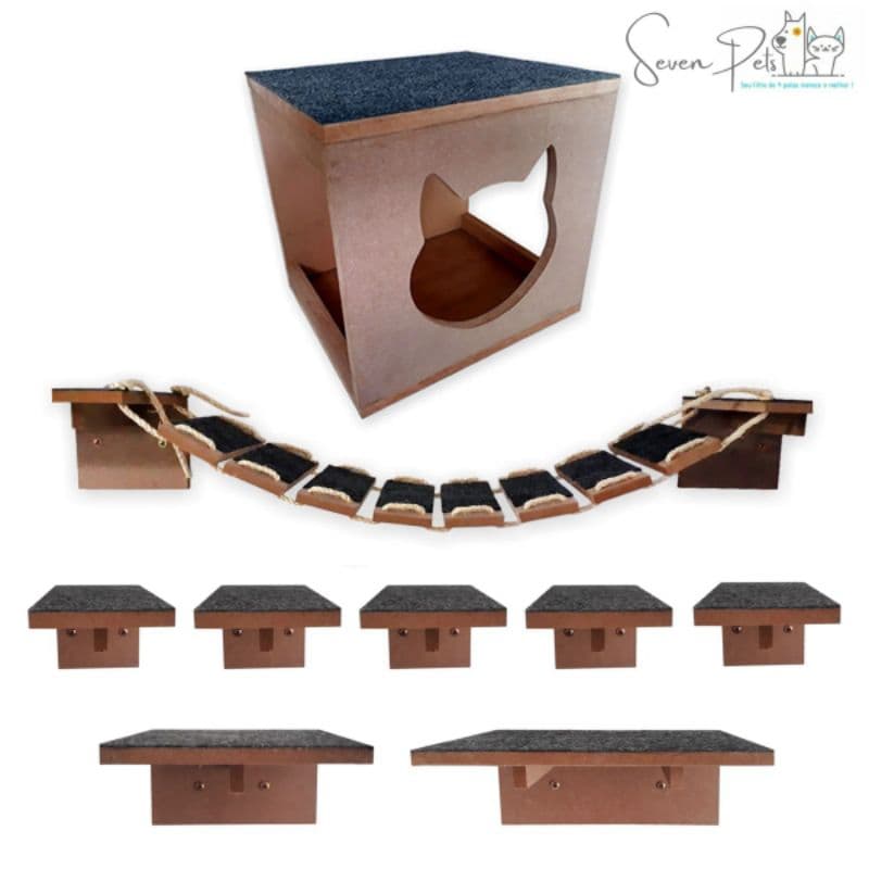 kit Play Playground para fatos 10 peças Nicho Prateleira Degrau Ponte MDF 15mm