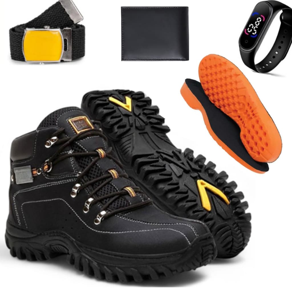 Kit Bota Masculino Coturno Cat  Led Chinelo Carteira Cinto Adventure Onset