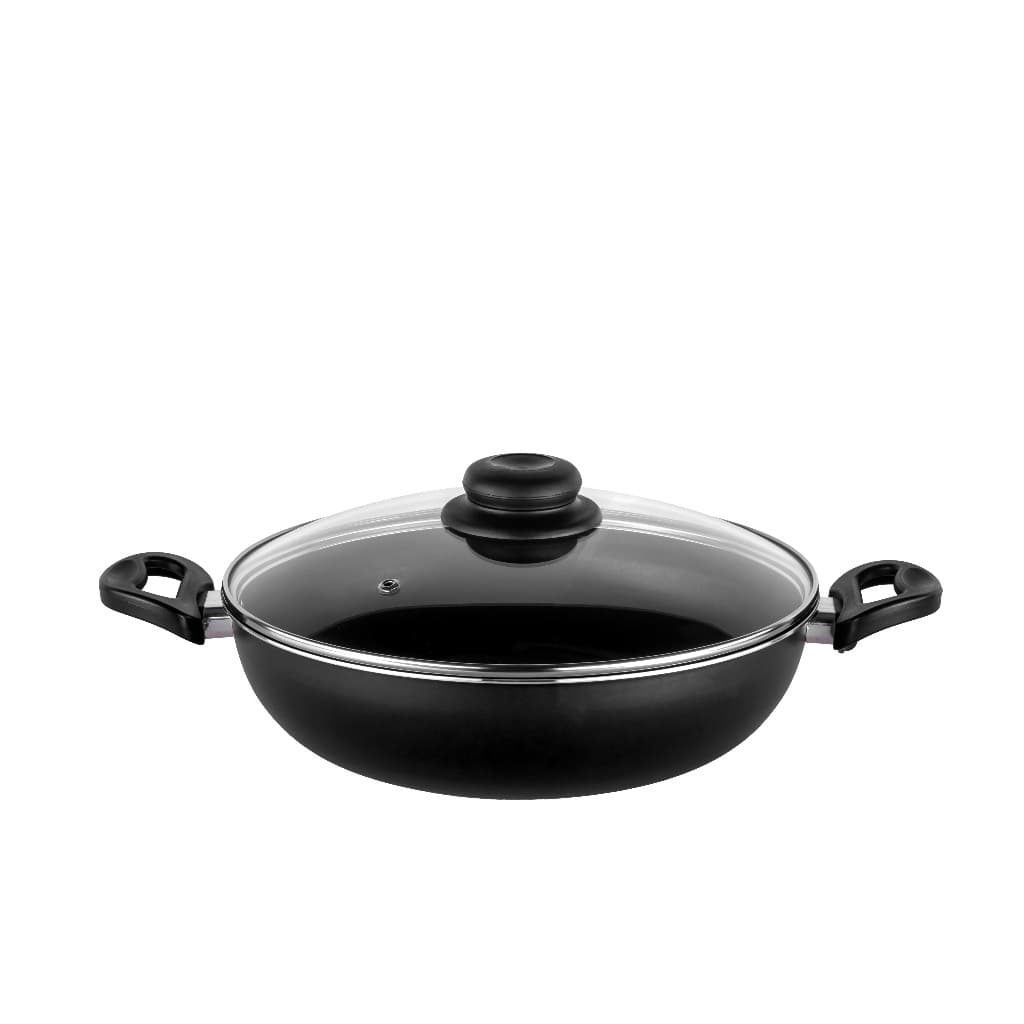 Frigideira Wok Antiaderente 26 cm com Tampa de Vidro