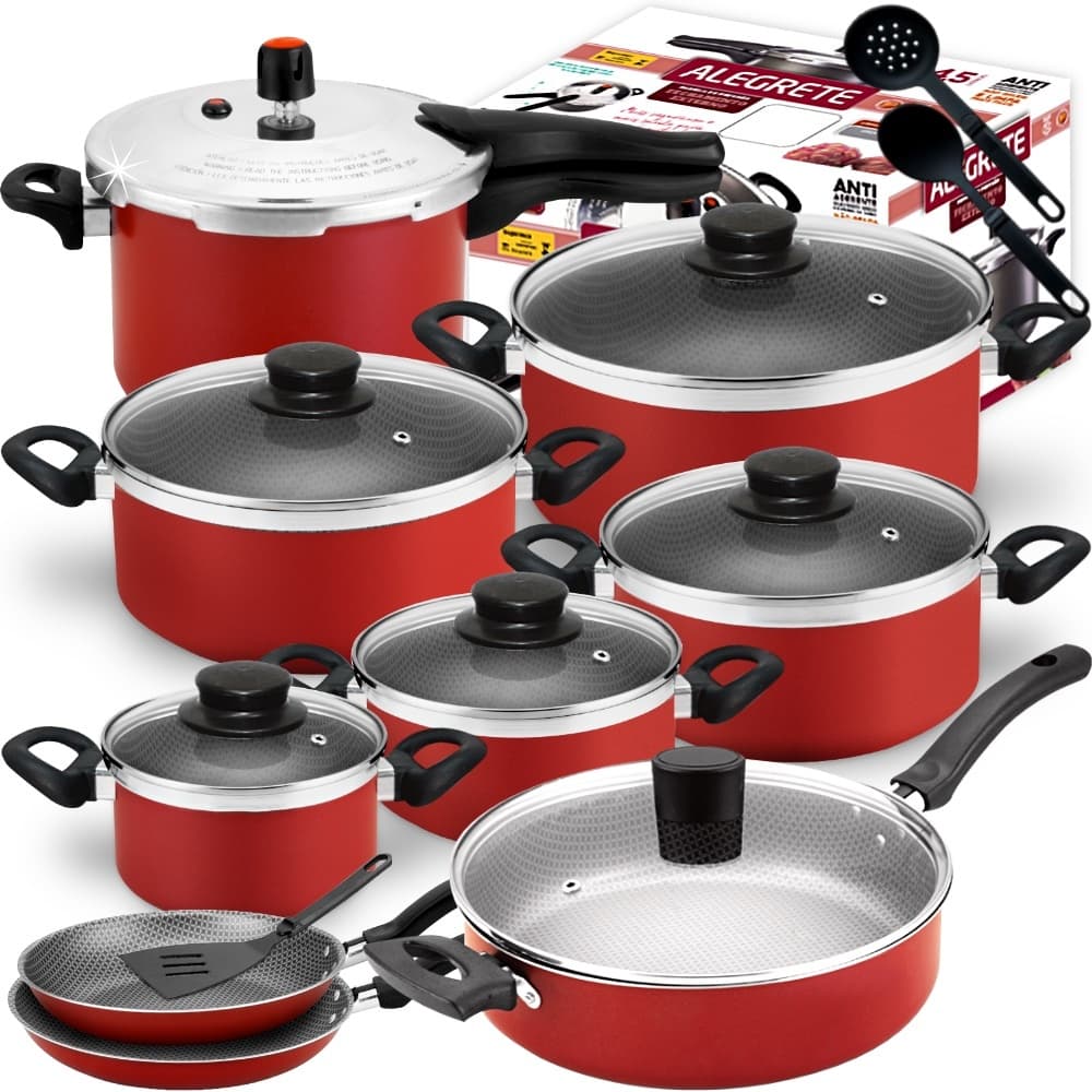 Mega Jogo De Panelas Antiaderente + Panela De Pressão Externa 4,5 Litros + Frigideira Nº24 12 Peças
