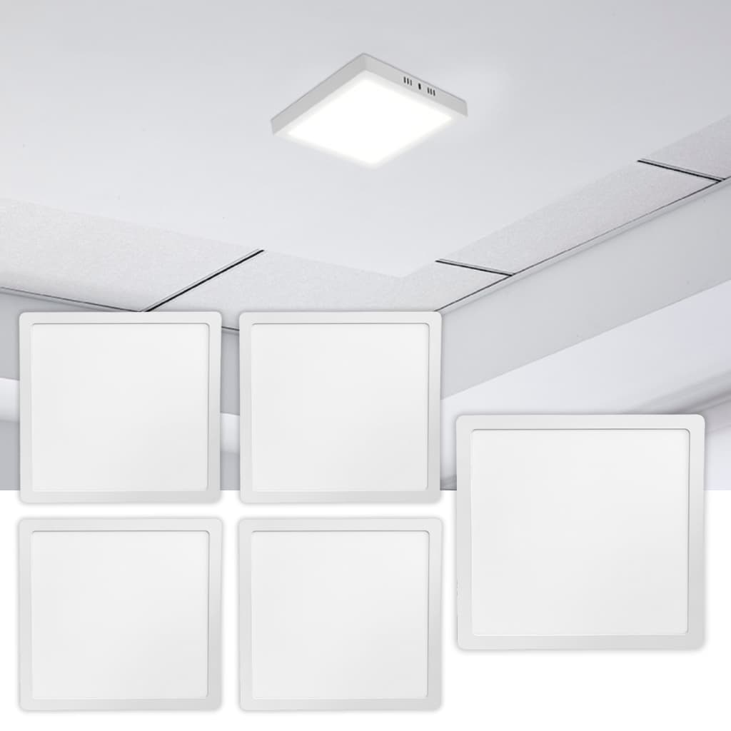 Kit 5 Painel Plafon 24W Luminária Teto LED Play Sobrepor Quadrado Bivolt 3000K 4000K 6500K Blumenau