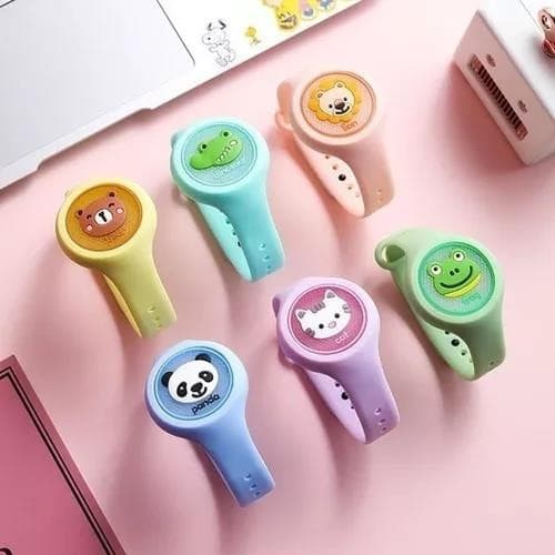 Relógio infantil com pulseira com estampa de desenho animado luminoso repelente de mosquitos portátil repelente
