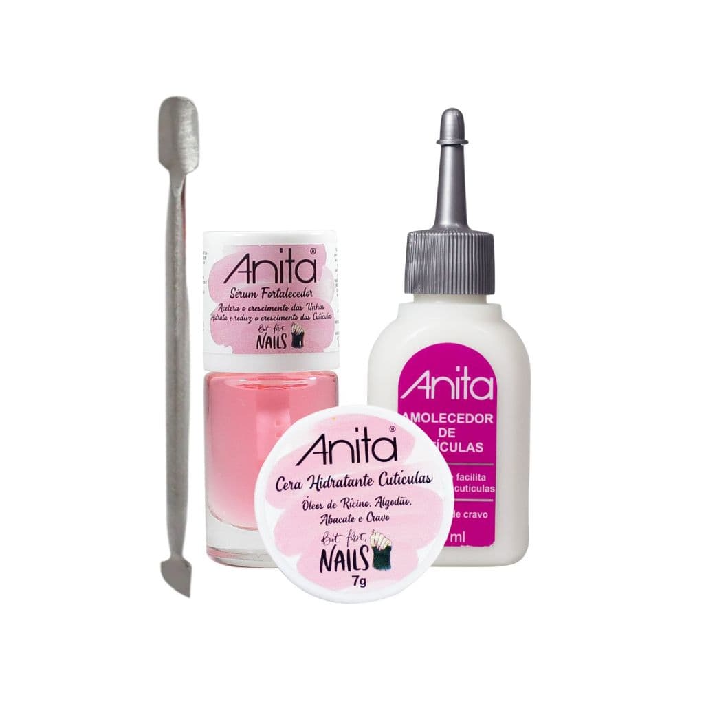Kit Tratamento Anita Esmaltes Cera Cutículas + Sérum + Amolecedor + Espátula Inox