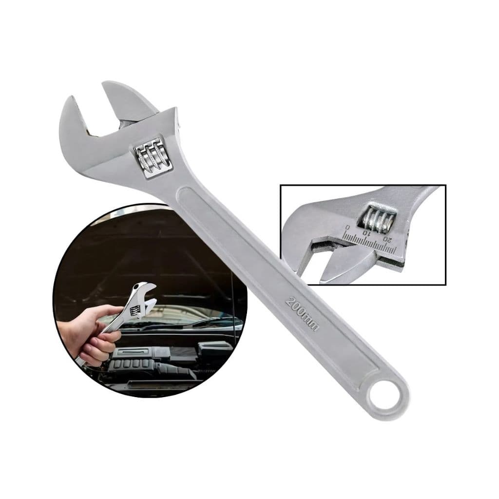 Chave Inglesa Ajustavel de Aço 12 Pol, 8 Pol Profissional Aço Fundido 200mm Cromada