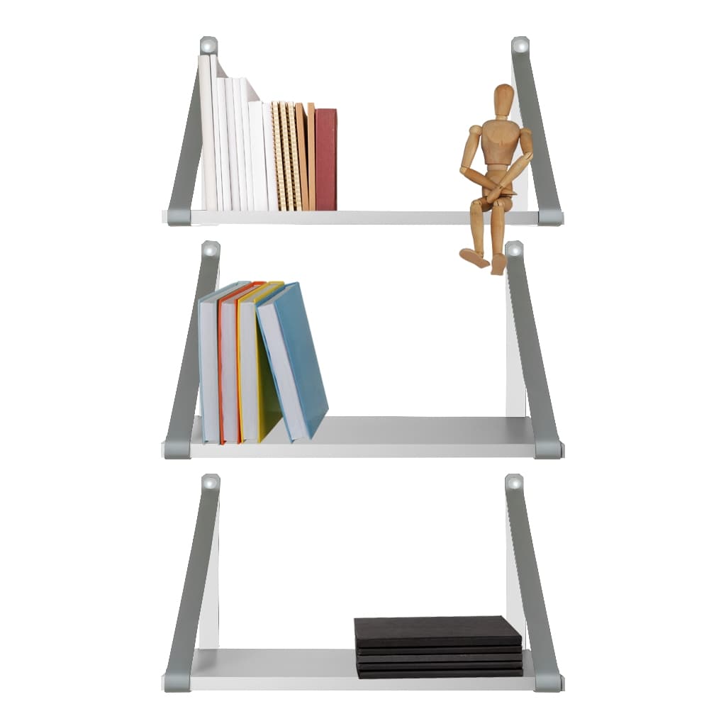 KIT 3 UNIDADES PRATELEIRAS BRANCA COM ALÇA COURO ECOLOGICO DECORAÇÕES