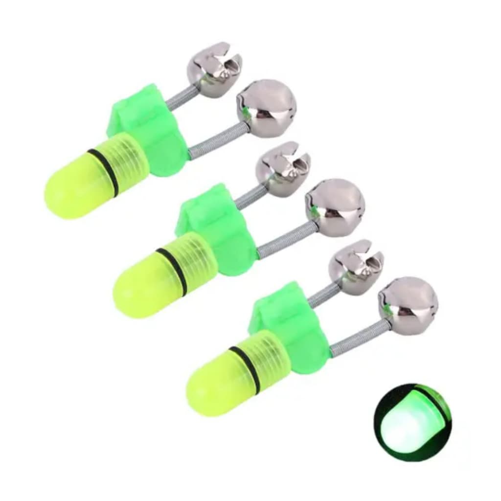 Kit 3 Sinos Duplos para Pesca com LED Alarme de Fisgada Pesca Noturna Guizo para Vara