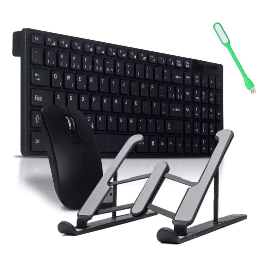 Kit Teclado E Mouse Sem Fio usb Wireless 2.4ghz  Óptico MingStore E  Suporte de mesa para notebook