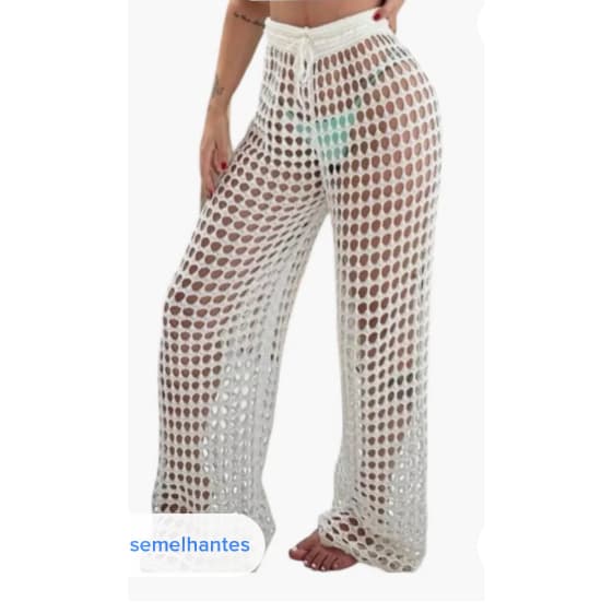 Calça Saída De Praia Tricot Crochê verão