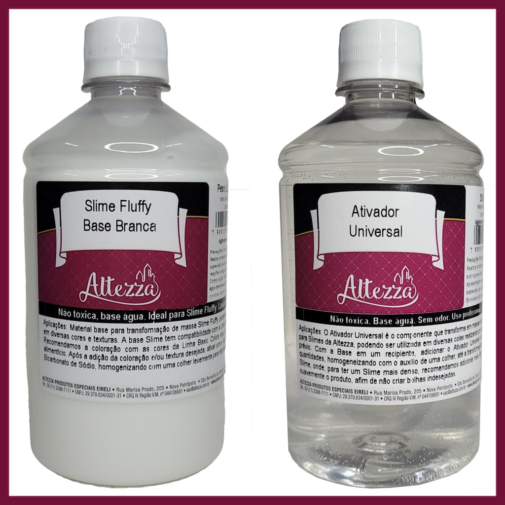Kit Ativador Universal 500ml + Cola Fluffy 500g - Altezza - Kit DIY para Slimes Criativos Slime Factory DIY