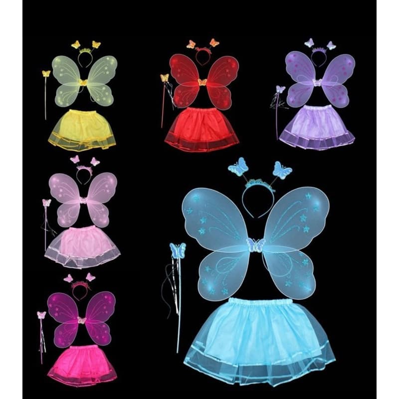 Asa de borboleta fantasia infantil saia  30cm com tiara e varinha