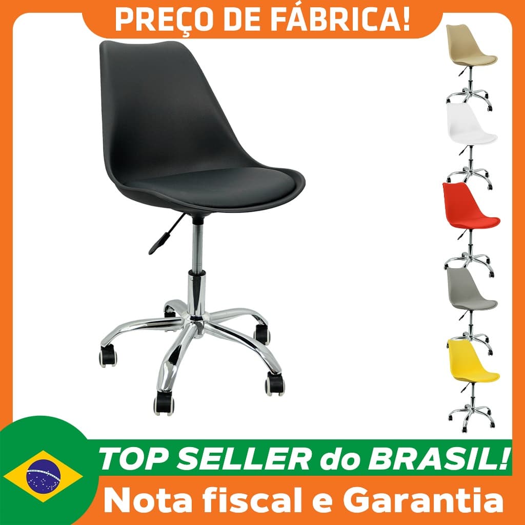 Cadeira Leda Office Luisa Saarinen Estofada Base Giratória Cromada