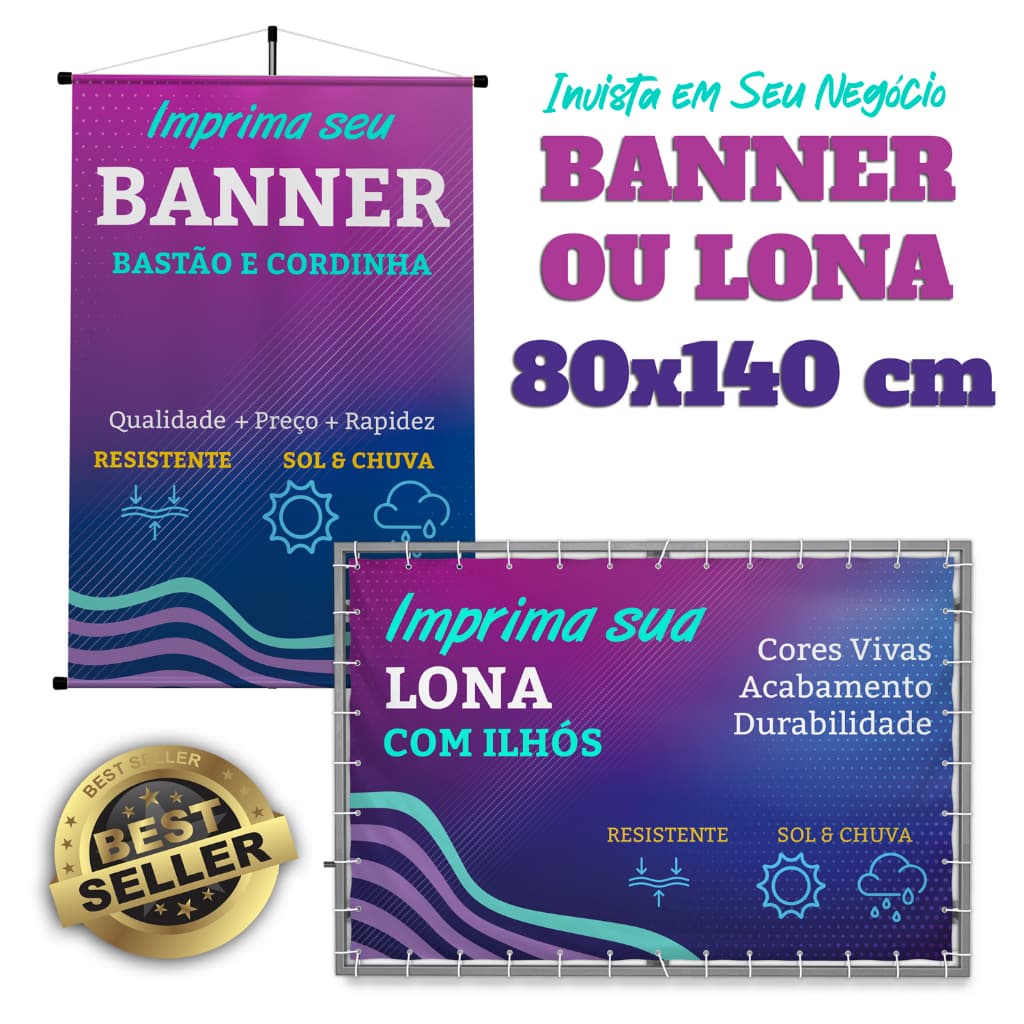 Banner Personalizado 80 X 140 cm Lona, Faixa ou Adesivo - Banner Personalizado com Foto